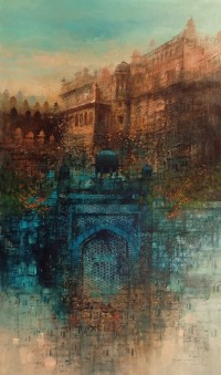 A. Q. Arif, 25 x 42 Inch, Oil on Canvas, Cityscape Painting, AC-AQ-601